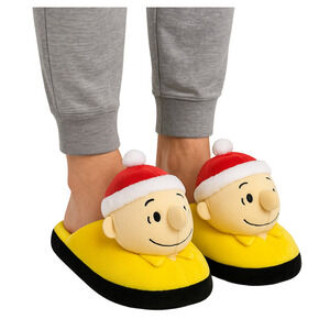 Peanuts Charlie Brown Family Christmas 3D Plush Scuff Slippers Men’s Size 13/14